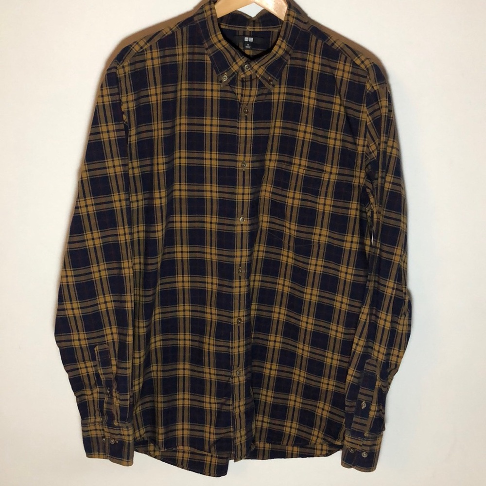 Uniqlo Navy Blue & Yellow Cotton Long Sleeves, XL